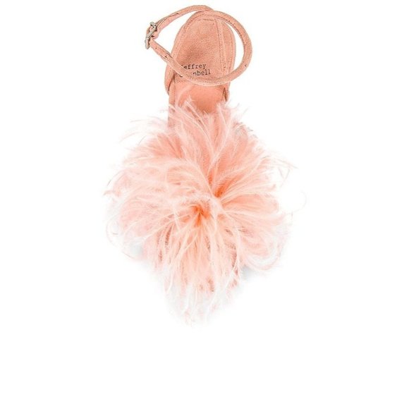 Jeffrey Campbell Flirt-Alot Feather Sandal Peach Clear Women's Size 8 - Picture 3 of 12